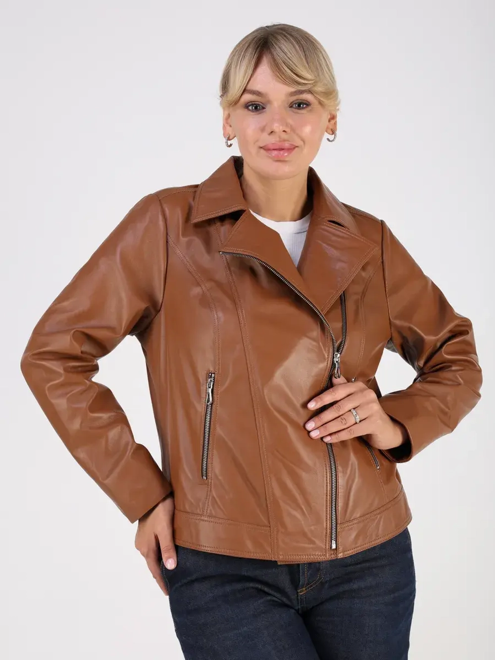 Кожаная куртка демисезонная косуха оверсайз