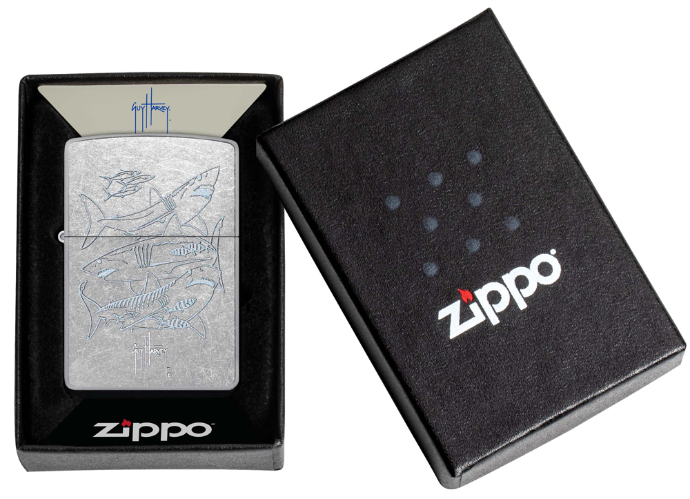 Зажигалка Zippo Guy Harvey с покрытием Street Chrome, латунь/сталь, серебристая, 38x13x57 мм