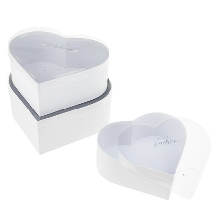 Набор/3шт "Сердце" 28x25xH11см-23x21xH8,5см (Белый)