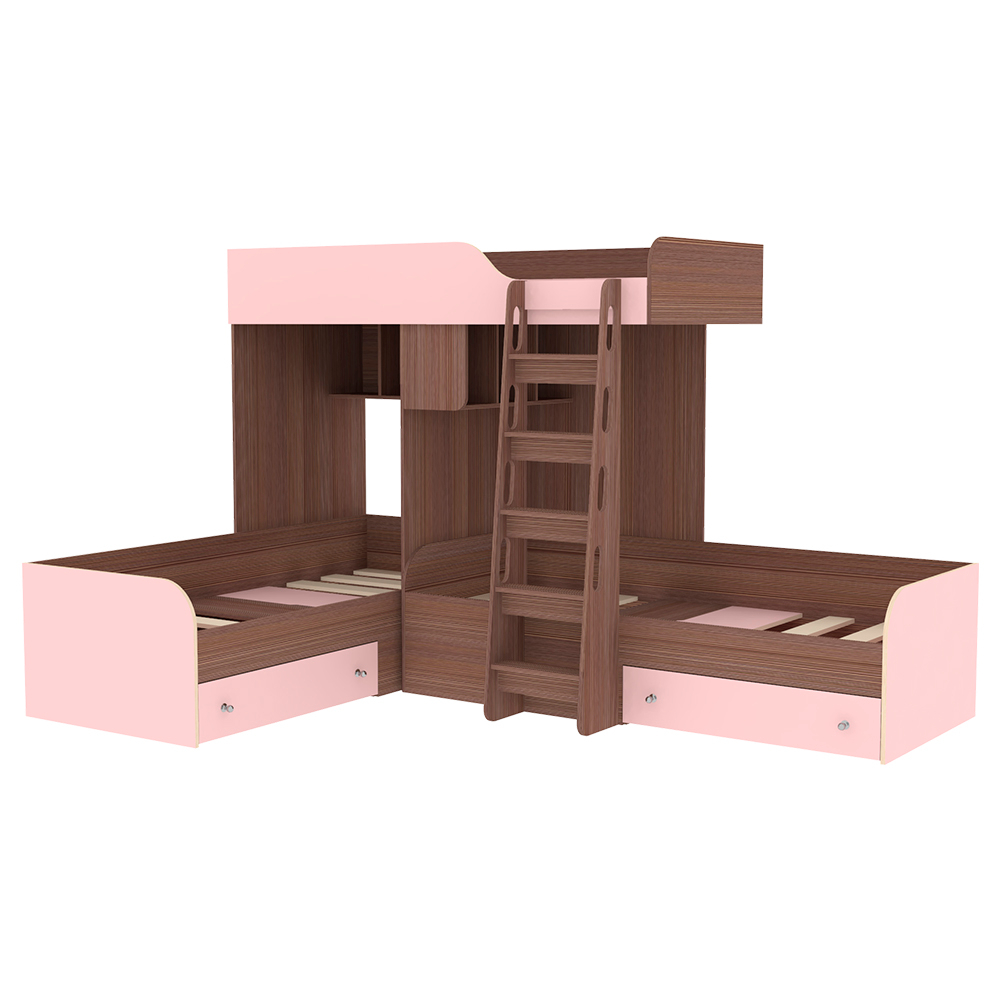 Кровать-чердак КарИВи Трио Бодего Темный Розовый