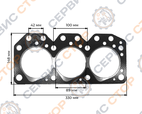 Прокладка головки блока цилиндров ГБЦ LL380 89 мм. с язычком под форкамеру