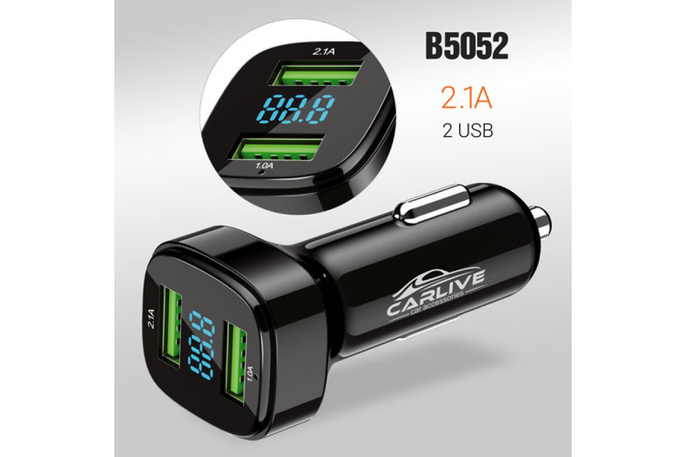 Автомобильный адаптер питания Carlive CR30 2USB 5V/3.1A с инд. вольтметра (Black)