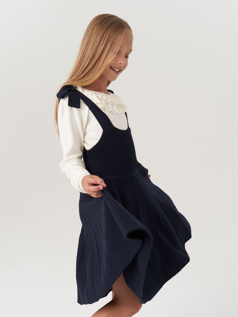 Сарафан школьный для девочки AT972-218 синий