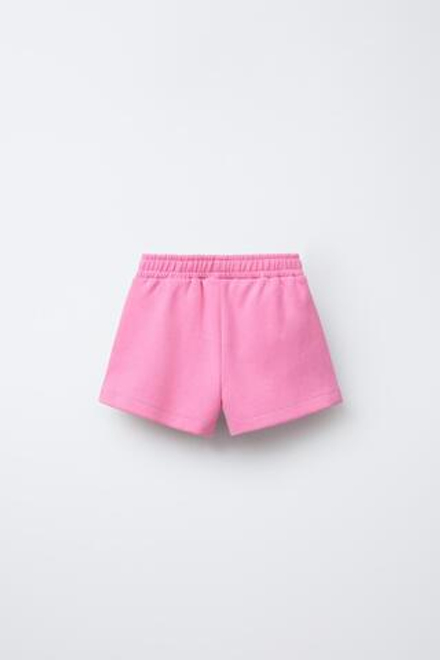 ZARA ШОРТЫ INTERLOCK С КАРМАНАМИ-СЕРДЕЧКАМИ, ЯРКО-РОЗОВЫЙ