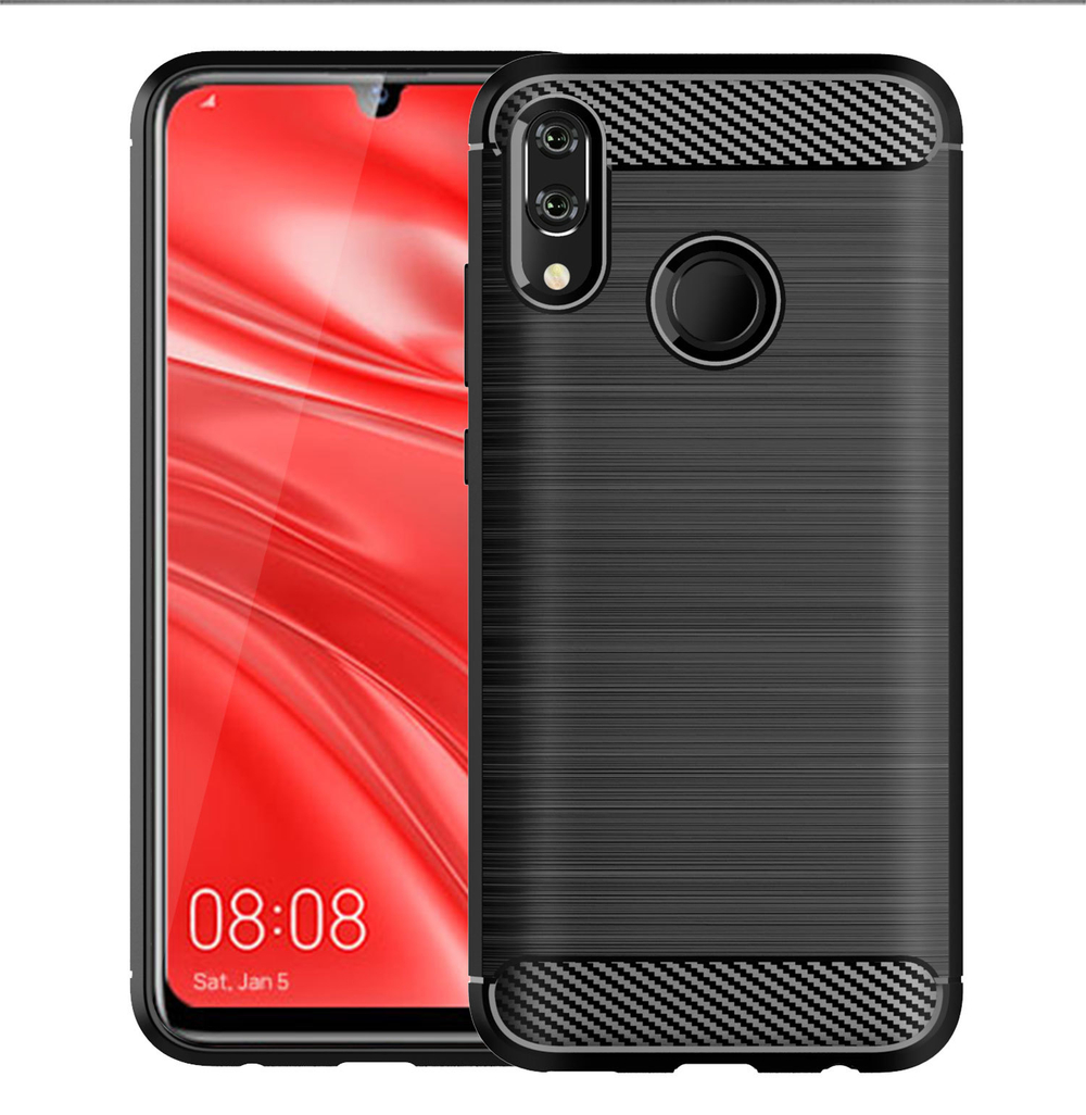 Чехол для Huawei Honor 10 lite (P Smart 2019 и Nova Lite3) цвет Black (черный), серия Carbon от Caseport