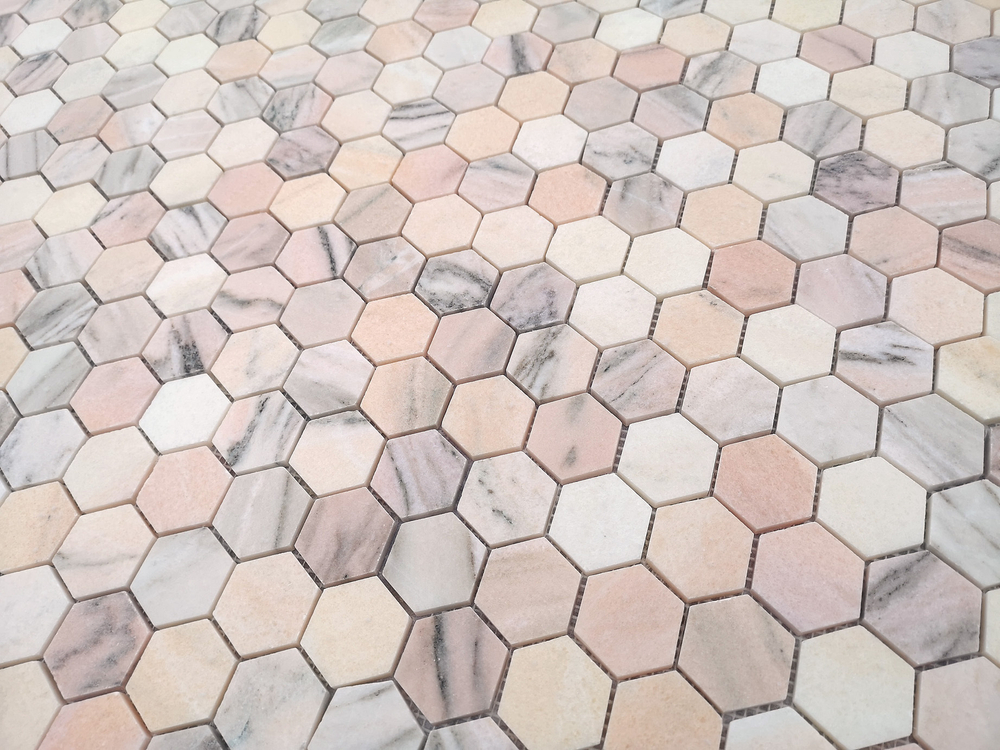 Мозаика Pietrine Hexagonal - Rosa Salmone полированная 29,2x29,8х0,7 см (чип 23х40х7 мм)