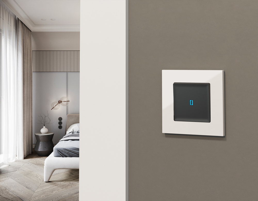 MA902040 Комплект механизма 1-кл проходного выключателя с подсветкой 10000K ALFA Графит мягкое касание QUANT (AP9020, VM105, G29B)