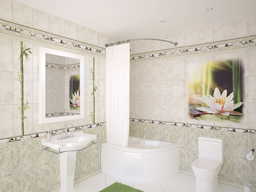 Панель ПВХ фотопечать 3D Panda Лотос 2700х250 мм