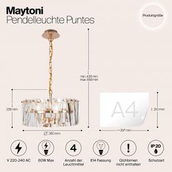 Подвесной светильник Maytoni Puntes MOD043PL-04G