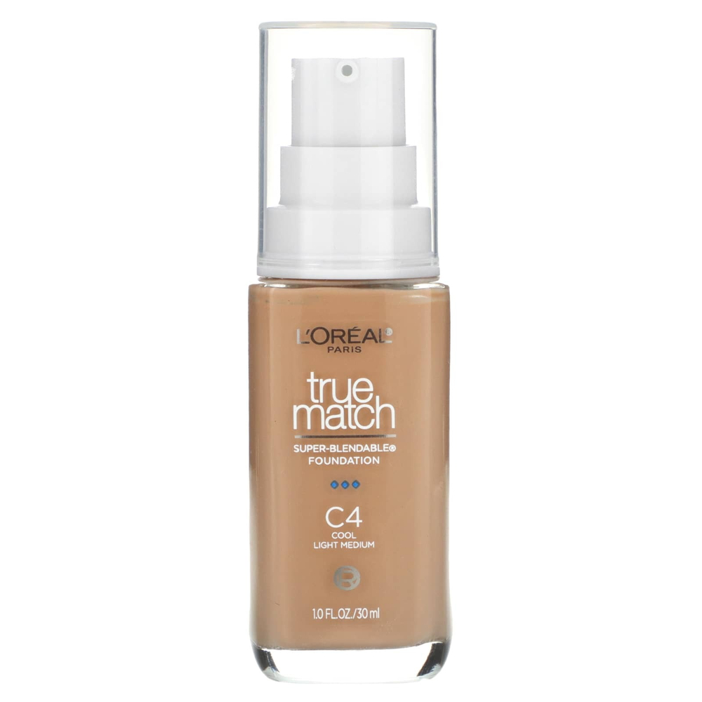 L'Oréal, True Match, супер-смешиваемая основа, холодный светлый средний C4, 30 мл (1 жидк. унц.)