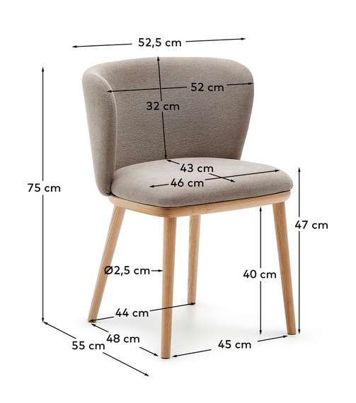 Стул Ciselia, коричневый шенилл, ножки из массива ясеня