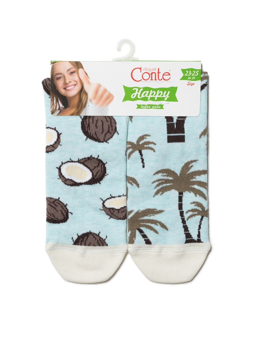 CONTE HAPPY Хлопковые носки с рисунками "Кокосы и пальмы"