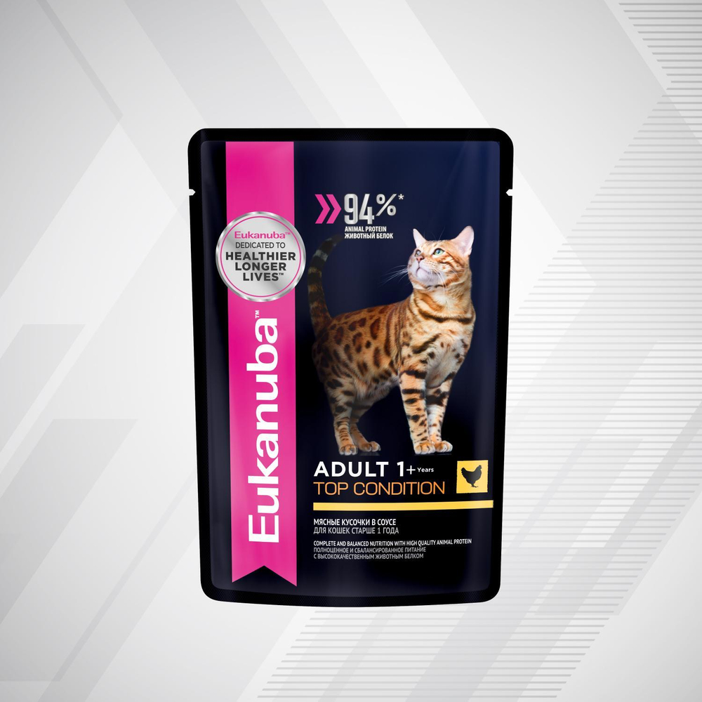 Eukanuba Adult Top Condition влажный рацион из курицы в соусе для взрослых кошек 85г
