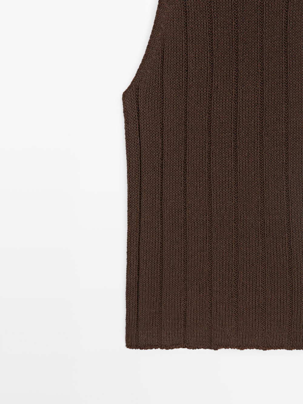 Massimo Dutti Топ из смесовой хлопка с горловиной халтер, шоколадный