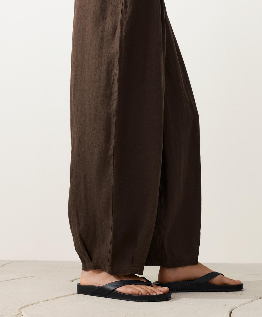 Oysho Брюки-баллоны из 100% льна, темно-коричневый