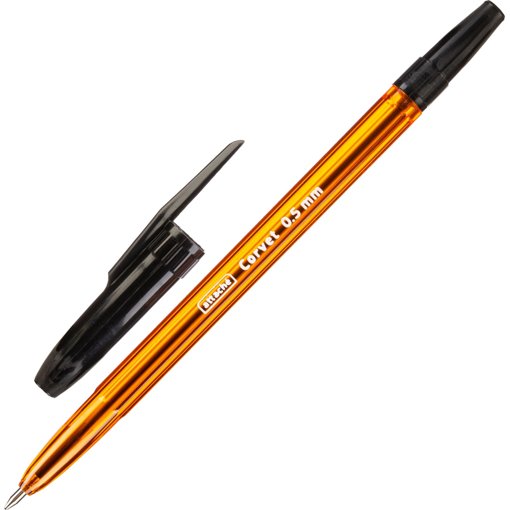 Ручка шариковая неавтомат. Attache Corvet масл,черн,0,5мм,оран,Россия
