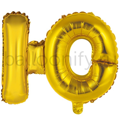 Фольгированная фигура, Буква Ю 35 см Gold