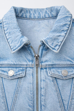 ZARA ДЖИНСОВОЕ ПЛАТЬЕ С ЗАСТЕЖКОЙ-МОЛНИЕЙ, ГОЛУБОЙ