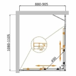 Душевой уголок Cezares Molveno 110x90 AH-21-90+20-C-BORO-IV стекло прозрачное/профиль золото брашированное