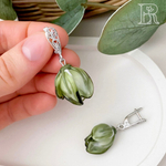 LEFIREL' Серьги серебряные женские "Эльфия" с цветами из муранского стекла / ювелирные украшения из родированного серебра 925