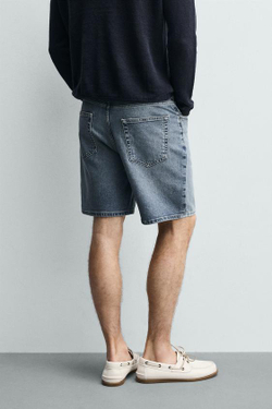 ZARA ДЖИНСОВЫЕ ШОРТЫ REGULAR FIT, ВЫЦВЕТШИЙ СИНИЙ