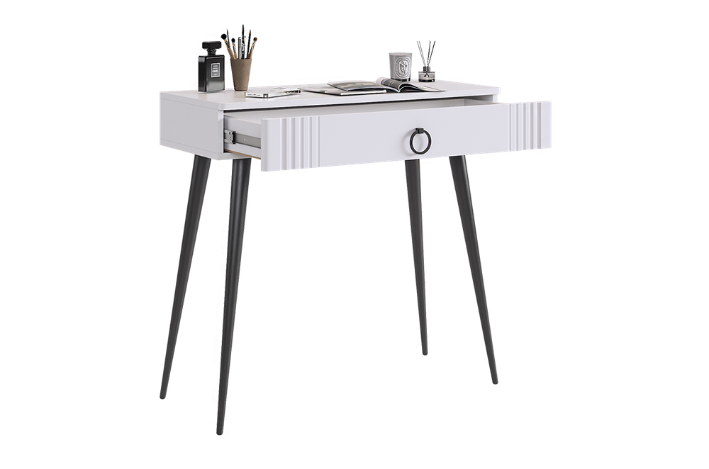 Туалетный столик "Ева" без зеркала 2 (Белое дерево/Белый матовый)