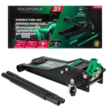 Домкрат подкатной гидравлический двухпоршневой 3.5т (h min 75мм, h max 505мм) RockForce RF-T830021Q