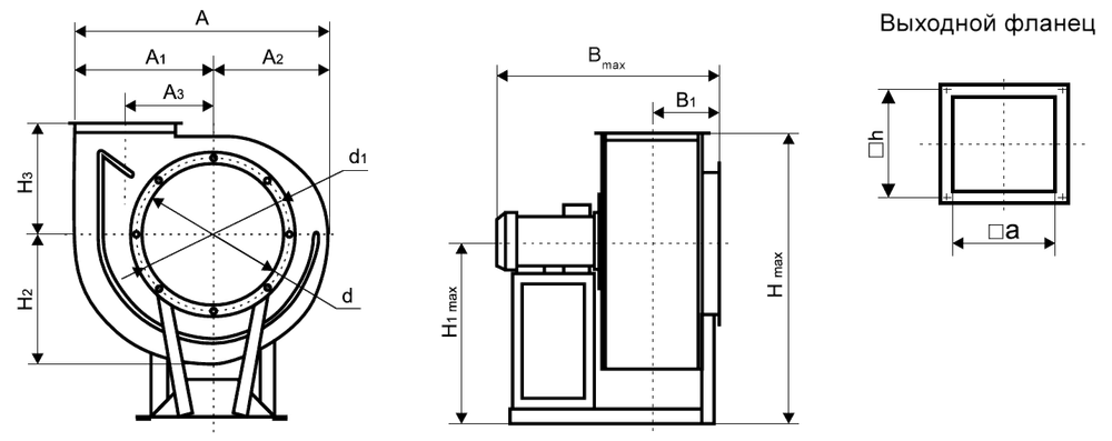 Размеры вентилятора ВЦ 14-46