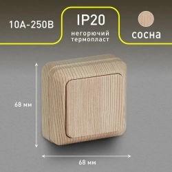 Выключатель Intro Quadro 2-101-11 одноклавишный 10А-250В IP20 ОУ сосна