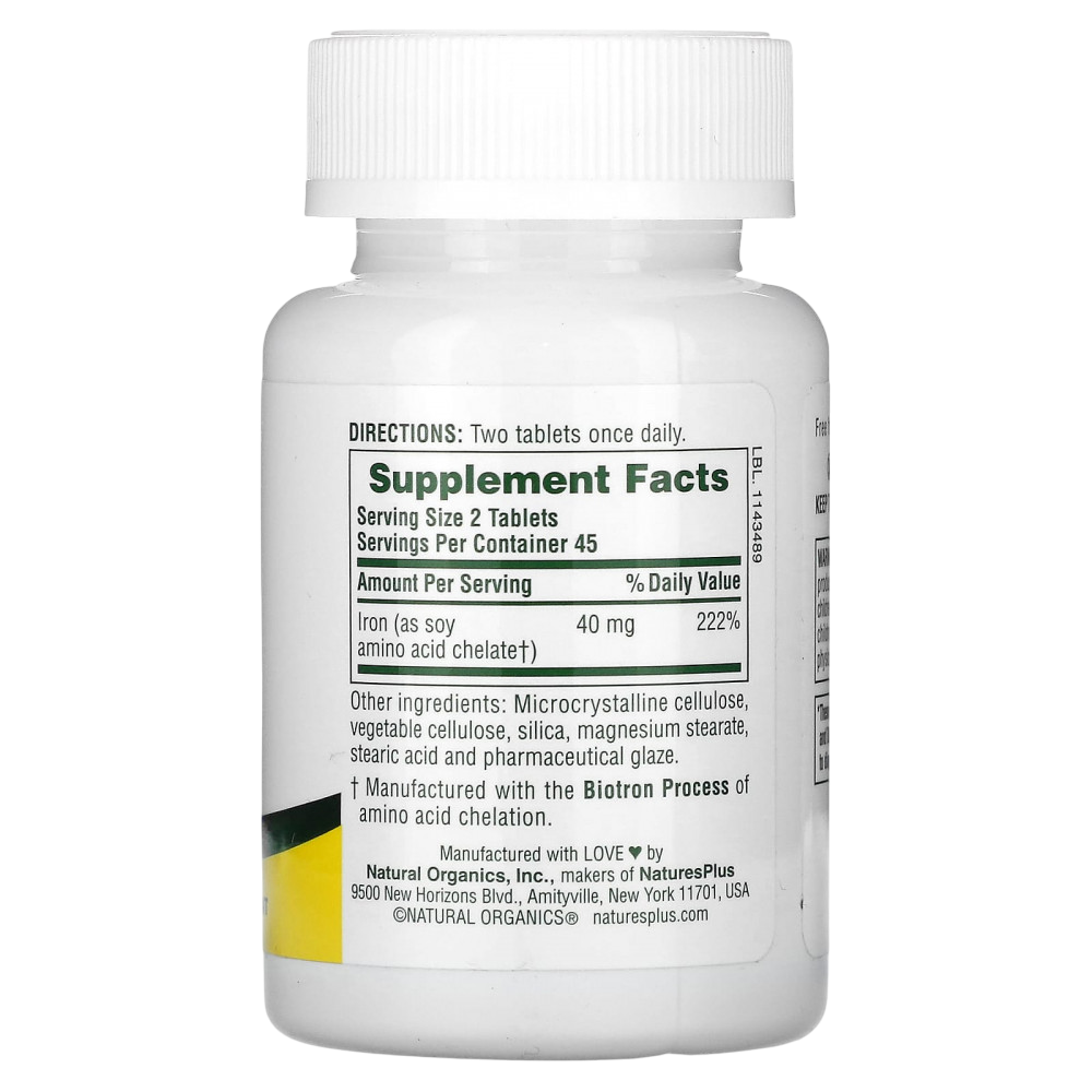 Natures Plus Iron 40 mg 90 tab , Железо
