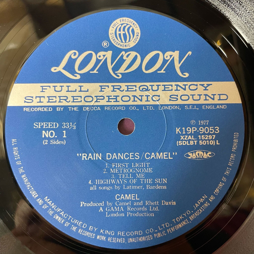Винтажная виниловая пластинка LP Camel Rain Dances (Japan 1980) (No Obi)