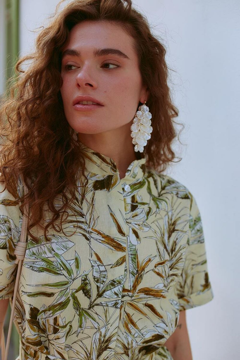 Платье Леон тропический принт лен (Размер 42)