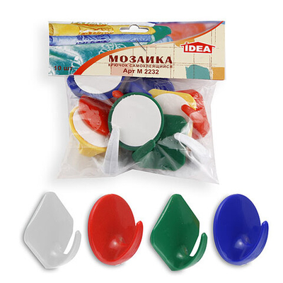 Крючок самоклеящийся 10шт "Мозаика"