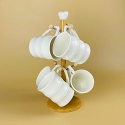 Lenardi 140-153 Набор 6 кружек 340мл на подставке BAMBOO в под.уп.(х8)Фарфор