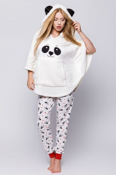 Пелерина Panda с капюшоном (Размер: S-M-L) (Цвет: белый с черным)