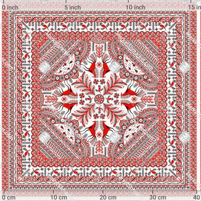 Квадратный орнамент. Мезенская роспись. (Дизайн для платков, шалей, наволочек, салфеток, полотенец). Irina Skaska by Irina Skaska 380 DPI