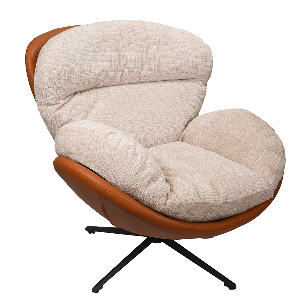 Кресло BLISS оранж/серый, экокожа, шенилл