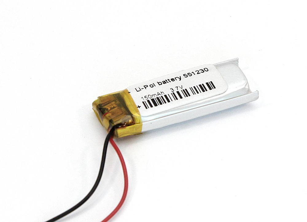 Аккумулятор Li-Pol (батарея) 5.5*12*30мм 2pin 3.7V/150mAh