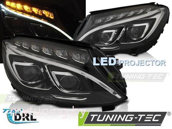 Передние фары BLACK LED DRL для Mercedes C W205