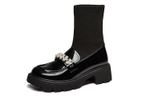 DAPHNE Stretch & Sock Boots Women"s Black/White