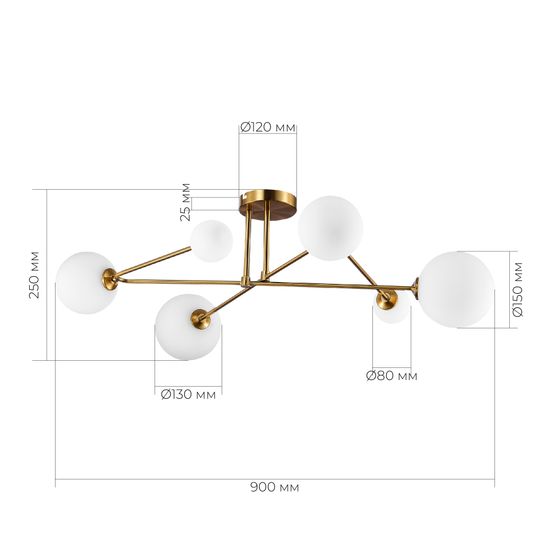 SLE2211-302-06 Светильник потолочный Латунь/Белый G9 LED 6*5W FANTINI