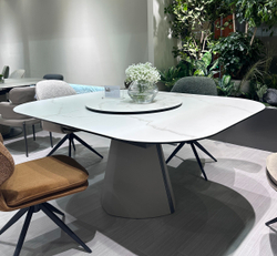 Стол RUBEN 132 TL-45 Белый мрамор, испанская керамика, стекло / Латте, ®DISAUR