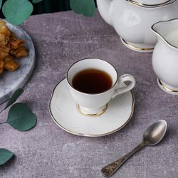 Кофейная пара 100 мл белая d 6,8 см h6 см Gold Aristocrat Noble [6]