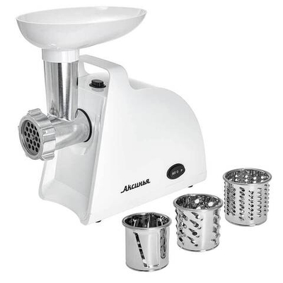 Мясорубка электрическая 2000 Вт, 1,8 кг/мин АКСИНЬЯ КС-2005С белая + 3 насадки-овощерезки