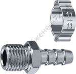 ЗУБР штуцер ″елочка″, 8 мм - 1/4″M, переходник с обжимным хомутом, Профессионал (64924-1/4-08)