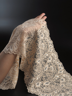 Эластичное кружево бежевое ширина 19 см