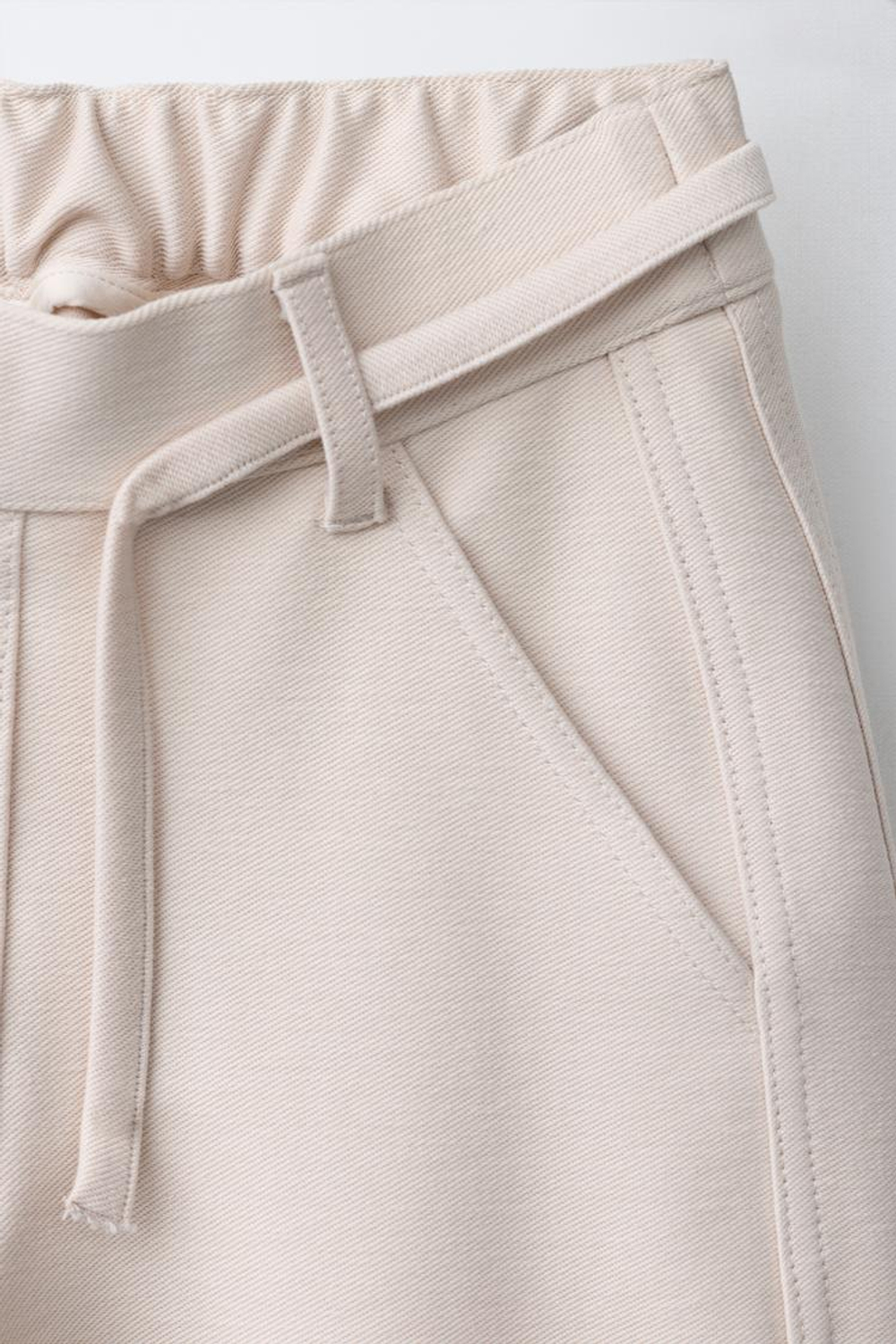 ZARA БРЮКИ BARREL НА ШНУРКЕ, ЭКРЮ