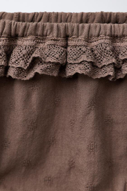 ZARA ТРУСЫ С КРУЖЕВНОЙ ВЫШИВКОЙ, КОРИЧНЕВЫЙ