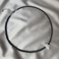 Колье "Стальной луч" с гематитом и кристаллом