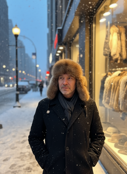 Шапка из натурального меха енота